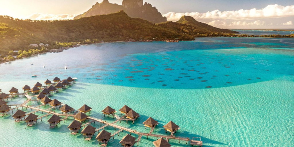 Bora Bora islands is often referred to as the "Pearl of the Pacific," and for good reason. This small island in French Polynesia is surrounded by a turquoise lagoon protected by a coral reef