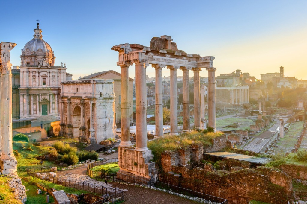 Just a short walk from the Colosseum, the Roman Forum was once the center of public life in ancient Rome