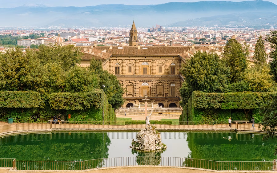 Just a short walk from the Ponte Vecchio, across the Arno River, lies the Palazzo Pitti, a vast Renaissance palace that was once the residence of the powerful Medici family