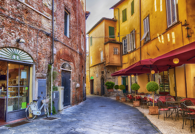 Lucca is one of Tuscany’s most charming and well-preserved towns, known for its Renaissance walls that encircle the historic center.