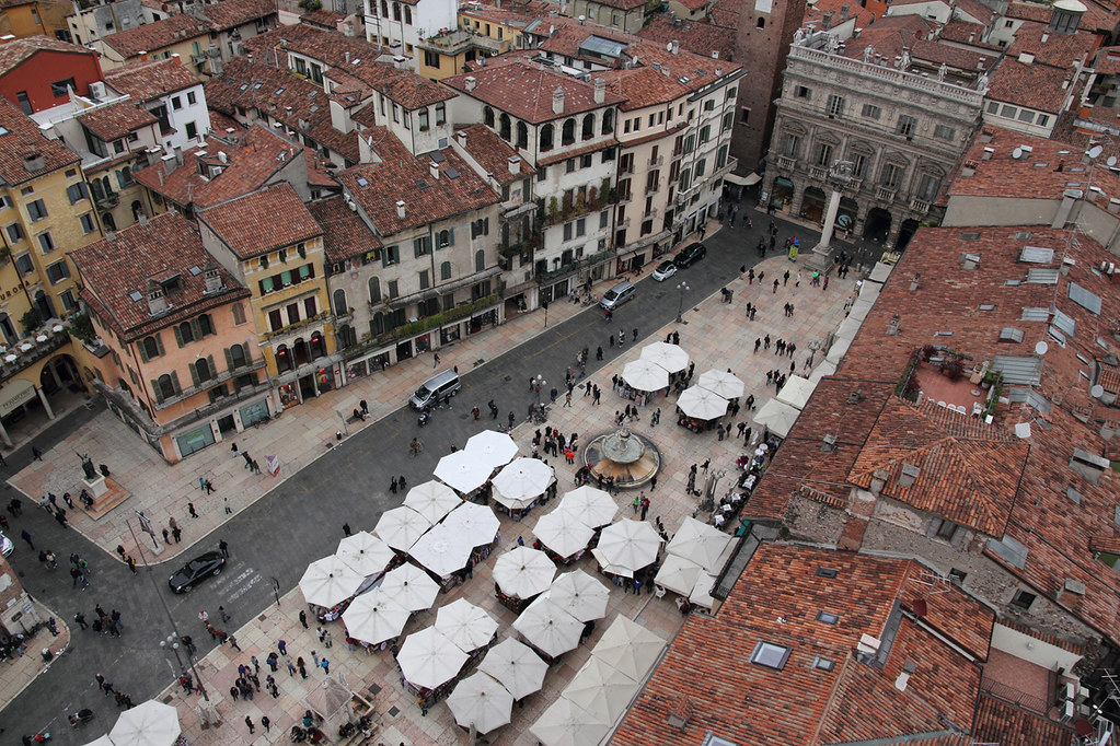 Piazza delle Erbe is the beating heart of Verona, a vibrant square that has been the center of city life since Roman times