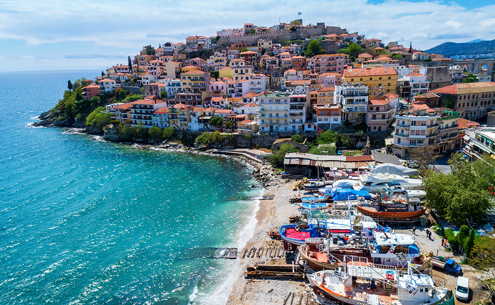 Kavala, located in northern Greece, is a charming city built on the slopes of Mount Symvolo, offering stunning views of the Aegean Sea