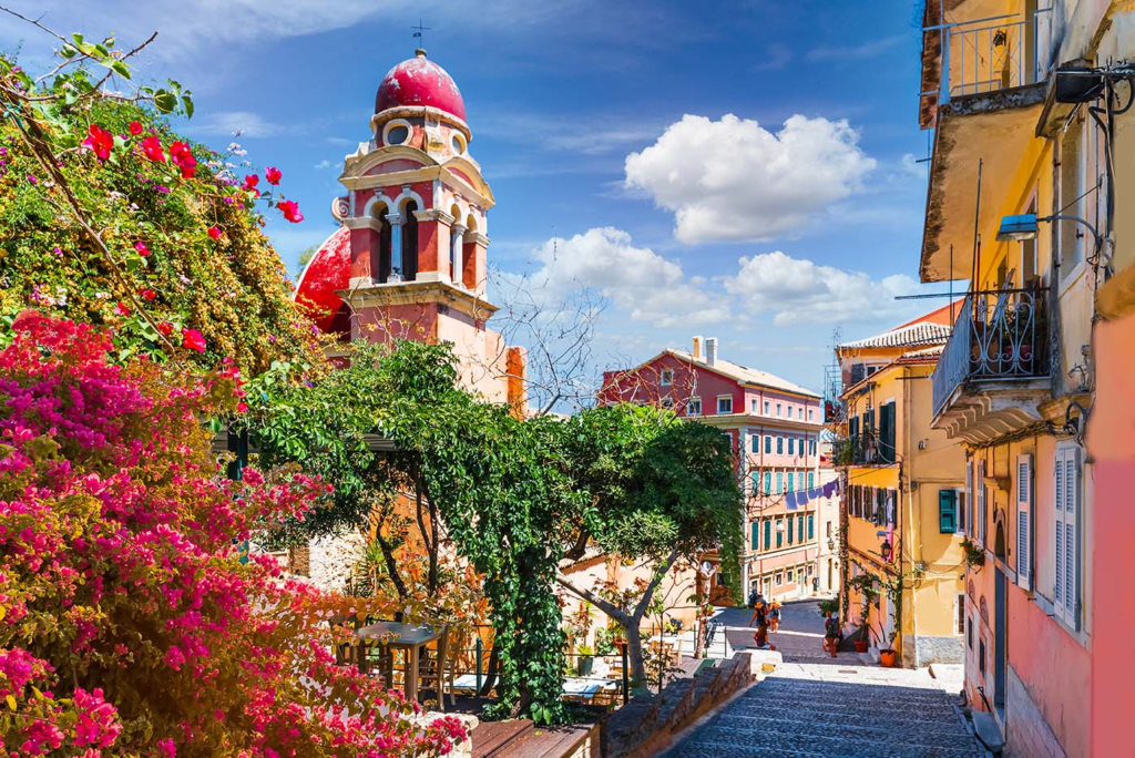 A UNESCO World Heritage Site, Corfu Old Town is a labyrinth of narrow cobblestone streets, elegant Venetian buildings, and vibrant squares