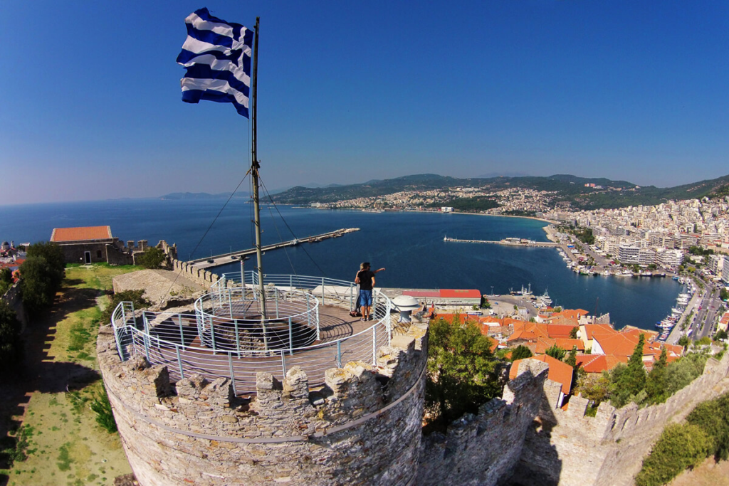 Perched high above the city, the Kavala Fortress offers panoramic views of the Aegean Sea and the city below