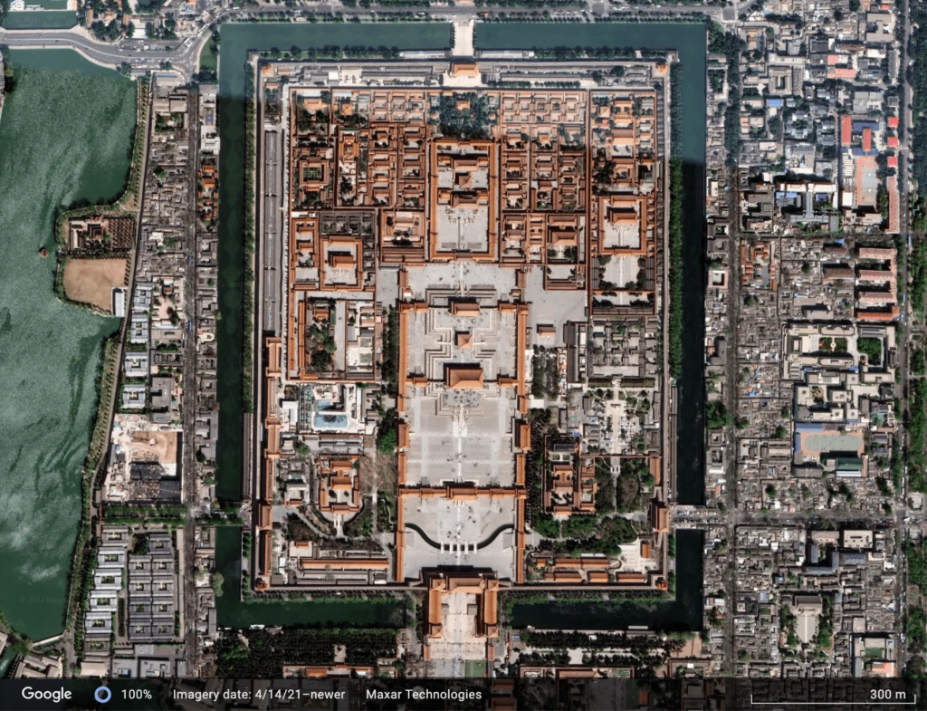 The Forbidden City is located in the center of Beijing, directly north of Tiananmen Square. The exact address is 4 Jingshan Front St, Dongcheng District, Beijing, China